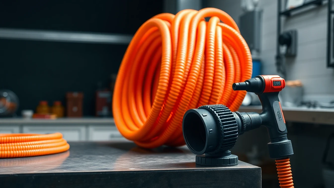 Drain rods and jetting nozzle on a workshop table — drain jetting vs drain rods comparison